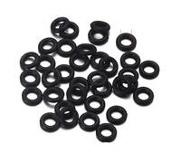 50 abalorios de posicionamiento de junta tórica de goma elástica para hacer pulseras de cuero, surtido de silicona, junta de arandela, anillo de sellado, agujero de 0.157 in, color negro