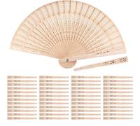50 abanicos de mano plegables huecos de madera calados para bodas, fiestas, cumpleaños, decoración de regalo