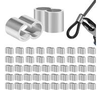 50 abrazaderas de cable de 6 mm, abrazaderas de doble manguito, para cuerda de aluminio, expansión, cable de alambre