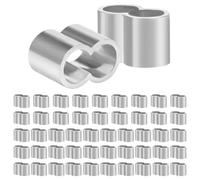 50 abrazaderas de cuerda de 6 mm, pinzas de aluminio de presión, pinzas de crimpado de aluminio con manguitos dobles, abrazadera para cuerda de goma, cuerda expansor, cuerda de alambre (color: plata)
