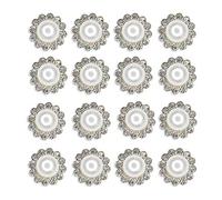 50 adornos de diamantes de imitación con botón de cristal plateado con parte trasera plana, manualidades para flores, diadema, vestido, decoración, accesorio de 12 mm (perla trasera plateada)