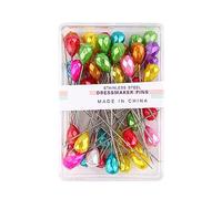 50 alfileres de costura de colores con cabeza de diamante de 5 cm de largo para costura de tela, bricolaje, joyería, accesorios de ropa, alfileres de costura
