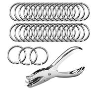 50 anillos de carpeta de hojas sueltas con un perforador de metal de un solo agujero, anillos de metal chapados en níquel de 1 pulgada para carpetas de metal para oficina en casa