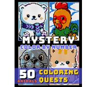 50 Animals Color by Number Mystery Mosaics: A Relaxing Coloring Book for Adults (Color Mosaic: Pixel Spectrum)