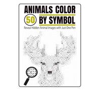 50 Animals Color by Symbol hidden picture color by number for Adults: Reveal Hidden Animal Images with Just One Pen