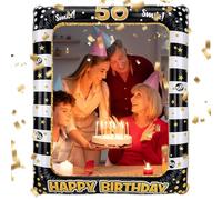 50 años Accesorios para Fotos de cumpleaños, Accesorios para Fotos de Fiesta, Marco de Fotos Inflable, Happy Birthday Photo Booth Props para Mujeres y Hombres, decoración de Fiesta de