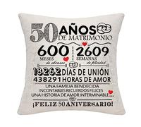 50 Años de Matrimonio Regalo 50º Aniversario de Boda Funda de Cojín Recuerdo Decoración Regalo para Parejas Padres Mujeres Hombres Mamá Papá Esposo Esposa Abuela Abuelo Tío Amigos(50º aniversario)
