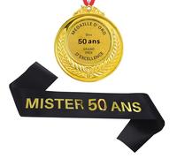 50 ans Homme Echarpe Mister50 ans Médaille d'or 50 Happy 50th Birthday Décoration Ensemble d'anniversaire 50 Homme