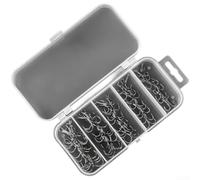 50 anzuelos de pesca agudos de púas hechos de acero de alto carbono para cebo de señuelo de metal, tamaños mixtos n.º 2 4 6 8 10, juego de aparejos de agua dulce de agua salada (negro)