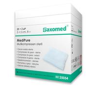 50 apósitos estériles de 5x5 cm - Apósitos estériles de 100% algodón - comprimidos de gasa estéril 5x5 cm en sobres individuales no adherentes - extrasuaves, transpirables y absorbentes