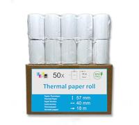 50 bobinas de papel térmico para terminal tarjeta azul - Dimensión 57 x 40 x 12 mm - Bobinas para TPE máquina tarjeta cb bobina térmica sin bisfenol A para impresora térmica