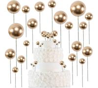50 bolas decorativas para tartas, mini bolas doradas, decoración para tartas de cumpleaños, bodas, fiestas, graduaciones, decoración de tartas