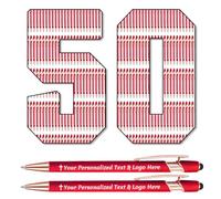 50 Boligrafos Personalizados Bolis Personalizadas con Nombre Personalizado Regalo Grabado para Testigo Boda Comunion Profesores Empresa Ebogado, Rojo