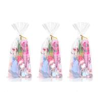50 bolsas de caramelos arcoíris de 4 x 10 pulgadas, holográficas transparentes a rayas coloridas para fiestas, bodas, cumpleaños, festividades, celebraciones