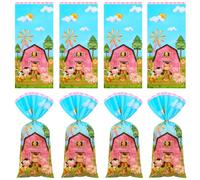 50 bolsas de celofán de animales de granja, bolsas de regalo de granja, bolsas de plástico para recuerdos de fiesta, lindas bolsas de regalo de caballos, cerdos, vacas, ovejas, caramelos, para niñas,