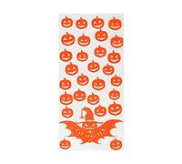 50 bolsas de celofán de Halloween, calabaza de Halloween, caramelo de araña, bolsas de regalo transparentes para dulces para suministros de recuerdo de fiesta de Halloween (calabaza de Halloween)