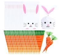 50 Bolsas De Conejo Y 50 Bolsas De Bolsillo, Bolsas De Confitería Dulce, Bolsas De Plástico Transparentes, Bolsas De Panadería Triangular, Bolsas De Envasado De Regalo.