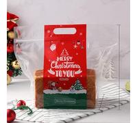 50 bolsas de embalaje de pan de Navidad de año, suministros de tostadas de Papá Noel para regalo hecho a mano en casa, rojo, 26,5 x 21 x 10 cm