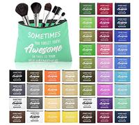 50 bolsas de maquillaje inspiradoras de lona, bolsa de cosméticos con texto en inglés "Sometimes You Forget You're Awesome Neceser de agradecimiento con citas motivacionales, bolsa de regalo de Navidad para niñas, mujeres y madres (6.7 x 9.1 pulgadas)