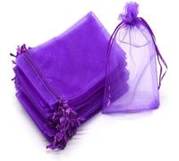 50 bolsas de organza de gasa transparente transparente para Navidad, Halloween, bodas, cumpleaños, fiestas, dulces, cajas de regalo, bolsas de embalaje de joyería, ciruela, 13 x 18 cm.