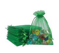 50 bolsas de organza de regalo con cordón de 4 x 6 pulgadas, color verde para baby shower, Navidad, recuerdos de fiesta, cumpleaños, boda, vacaciones, Papá Noel, despedida de soltera, tela