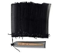 50 Bolsas de Organza para Abanico de Mano Negra, 2 X 10 Pulgadas, Bolsas con CordóN Transparente para Halloween, Bolsas de Regalo Plegables para