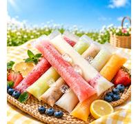 50 bolsas de paletas extra gruesas para hacer helados | Bolsas para paletas de helado extra gruesas de 11 x 2 pulgadas, de plástico transparente, para congelar, yogur, batido