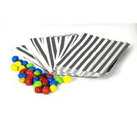 50 bolsas de papel de 17,78 x 22,86 cm, color gris, a rayas, para caramelos, dulces, dulces, bodas, bufé, regalos, tartas, regalos, Pick n Mix Shop, calidad premium, fabricado en el Reino Unido