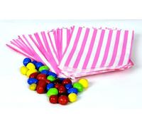 50 bolsas de papel de 17,78 x 22,86 cm, color rosa a rayas, para caramelos, caramelos, dulces, dulces, bodas, bufé, regalo para tartas de boda, tienda Pick n Mix | Calidad premium fabricadas en el