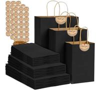 50 bolsas de papel kraft con asas, tamaño mixto, bolsas de regalo para negocios, compras, minoristas, fiestas, favoritos, merchandise, bolsas de restaurante para llevar - 130 GMS gruesas bolsas de