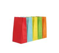 50 bolsas de papel kraft de colores de 24 x 13 x 8 cm, bolsas de papel cuadrado para bodas, caramelos, bolsa de papel rojo (rosa claro)