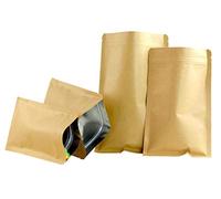 50 bolsas de papel Kraft marrón herméticas con base plana y cremallera, organizador de embalaje de polvo de café, bolsa de papel de aluminio para alimentos secos (6 cm x 8 cm)