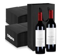 50 Bolsas de Papel Kraft para Regalos de Vino para 2 Botellas de Vino, SHAIDOJIO Bolsa de Regalo de Vinos Negro a Granel, Bolsas de Regalo con Asa y Separador de Botellas para Fiesta Bodas Navidad