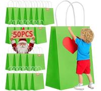 50 bolsas de papel pequeñas con asas, bolsas de regalo de papel tamaño A5, bolsas de papel kraft gruesas de 130 g/m², incluye etiquetas para regalos, fiesta de cumpleaños, boda, compras, venta al por