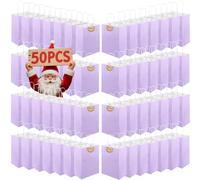 50 bolsas de papel pequeñas con asas, bolsas de regalo de papel tamaño A5, bolsas de papel kraft gruesas de 130 gsm, incluye etiquetas para regalos, fiesta de cumpleaños, boda, compras, venta al por