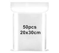 50 bolsas de plástico transparente resellables, bolsas grandes con cierre hermético de 20 x 30 cm, bolsas selladas a presión, gruesas y duraderas, se aplican a cuentas, galletas, dulces, joyas
