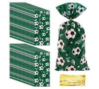50 Bolsas de Regalo de Fútbol Con 50 Cintas de Alambre Doradas, Bolsas Planas Temáticas Para Fiestas