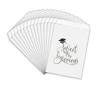 50 bolsas de regalo de graduación con texto en inglés "Sweet Endings to New Beginnings", bolsas de regalo para graduaciones universitarias, preescolares, guarderías, escuelas