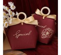 50 bolsas de regalo para bodas, cajas de dulces de mano, cajas de embalaje de pequeños obsequios para bodas, suministros para fiestas de cumpleaños