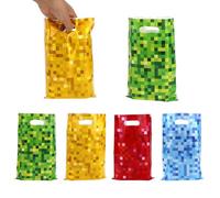 50 Bolsas de Regalo para Fiestas Píxeles, 4 Colores Temática Videojuegos Bolsas Regalo Dulces y Bocadillos con Asas para Niños Suministros y Decoraciones Fiestas de Jugadores