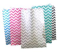 50 bolsas decorativas de papel plano de 8.5" x 11" - Patrones de colores de Chevron mixtos en bolsas blancas - para ventas/golosinas/fiestas de galletas/regalos - N'icePackaging