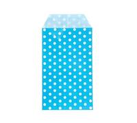 50 bolsas pequeñas de papel kraft con puntos, tarjetas de felicitación, invitaciones, bolsas de regalo de papel, punto azul claro, 50 unidades