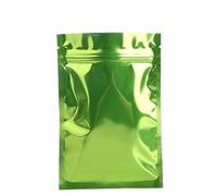 50 bolsas planas con cierre hermético de doble cara, metálicas, colores brillantes, aluminio, for pequeños regalos, aperitivos y comida, en Mylar(Green,18x26cm)
