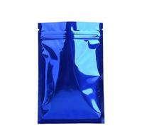 50 bolsas planas con cierre hermético de doble cara, metálicas, colores brillantes, aluminio, for pequeños regalos, aperitivos y comida, en Mylar(Blue,8x12cm)
