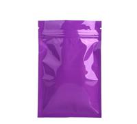 50 bolsas planas con cierre hermético de doble cara, metálicas, colores brillantes, aluminio, for pequeños regalos, aperitivos y comida, en Mylar(Purple,8x12cm)