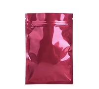 50 bolsas planas con cierre hermético de doble cara, metálicas, colores brillantes, aluminio, for pequeños regalos, aperitivos y comida, en Mylar(Red,16x24cm)