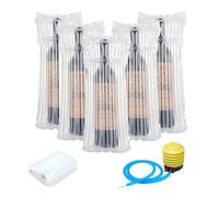 50 Bolsas Protectoras para Botellas de Vino con Columnas de Aire Inflables, Fundas Reutilizables con Bomba Infladora Incluida para Los Viajes, Transporte y Embalaje Seguro - 13.5 x 3.5 Pulgadas