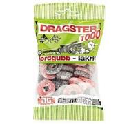 50 bolsas x 50g de Dragster 1000 - Original - Sueco - Fresa y Regaliz Salado - Gomas de vino - Caramelos - Dulces