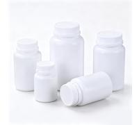 50 botellas de plástico HDPE blancas vacías para cápsulas farmacéuticas con tapón de rosca, cápsulas de medicina, frascos de polvo, recipientes portátiles recargables (100 ml)
