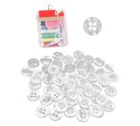 50 Botones Blancos de Resina - Caja Hecha a Mano, Redondos de Cuatro Agujeros para Cardigan, Costura, Nácar, Decoración de Manualidades